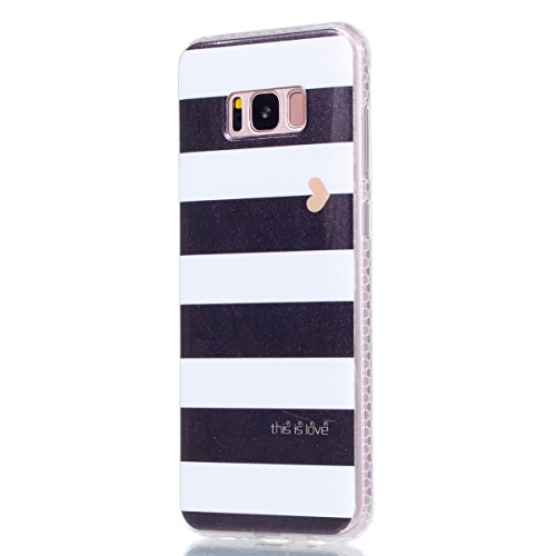 AIIYG DS(TM) Samsung Galaxy S8 Plus Case, Case for Galaxy S8 Plus,Translucent Drop-proof IMD Flash Powder TPU Case Cover for Samsung Galaxy S8 Plus (Stripe Black / White)