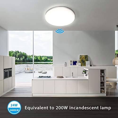 Oraymin 6er LED Deckenleuchte mit Bewegungsmelder Einstellbar 24W 2400LM LED Deckenleuchte IP54 Feuchtraumleuchte, 4000K… – Bild 6