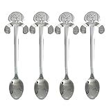 Haishell 4 Pcs Coffee Spoon Stainless Steel Dog Dessert Spoon Drink Spoons Mixing Spoon Milkshake Spoon Tableware Kitchen Supplies,Silver