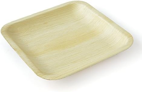 Leaftrend - Ecofriendly disposable palm leaf plates, wedding and party plates -8 inch Square plate with rib -25 PCS