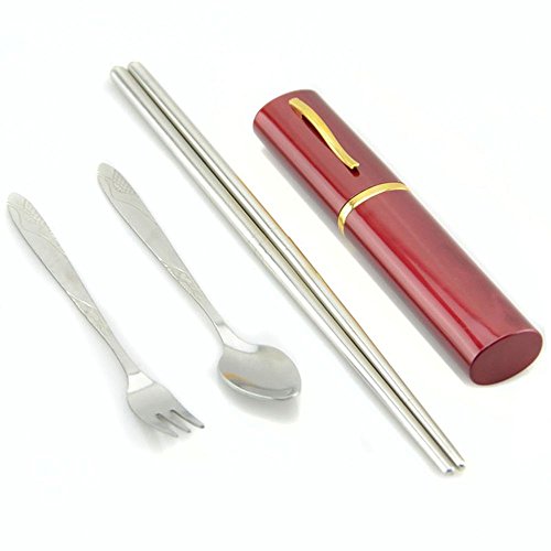 Ligntean Kitchen Portable Folded Tableware Cutlery Set Stainless Steel Spoon Fork Chopstick