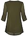 Cestyle Tunic Blouses, Women's Roll Up Sleeve Round Neck Leggings Tops 2017 Fashion Clothes Drape Hem Chiffon Long Shirt For Office Olive Green X-Large