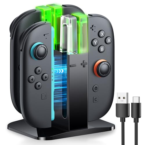 Soporte de Cargador de Controlador para Nintendo Switch 2 (2025) - Base de Carga magnética para Joycon 2 con indicador de Barra LED - Diseño Compacto 4 Controladores, Accesorios de estación de