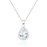 Linawe Crystal Chain Necklace for Women Trendy, Imitation Diamond Pendant, Statement Cubic Zirconia Boho Jewelry Set, 14K Gold/Rose Gold/Silver Birthstone Necklace