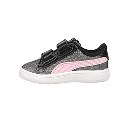 PUMA Kids Smash 2 Hook and Loop Sneaker, Black-Pink