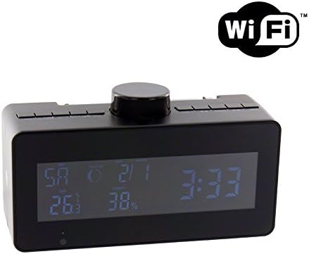 SpygearGadgets 1080P HD WiFi Streaming Clock Radio Hidden Spy Nanny Camera with Rotating Camera Lens - Stream Live HD Video to iPhone or Android Smartphones