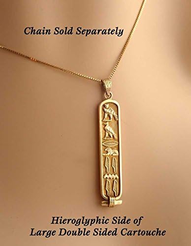 Amazon Com Discoveries Egyptian Imports Personalized 14k Gold Cartouche Necklace Double Sided Custom Pendant Handmade In Egypt Size Small Jewelry