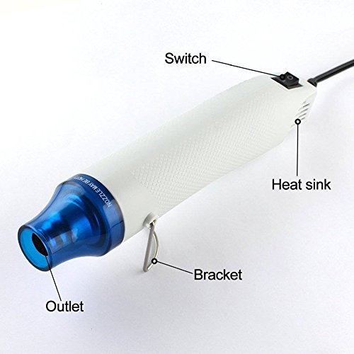 Wecando Mini Hot Air Gun 110V 300W Portable Heat Gun for Heat Shrink Tubing DIY Embossing Shrink Wrapping Drying Paint Multi Function Hand-Hold Electrical Heat Tool (White)