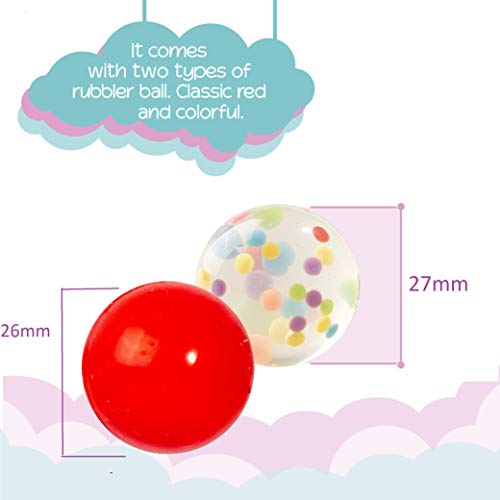 Retro Vintage Classic Jacks Game, 10 Pieces Classic Gold and Silver Metal Jacks with 1 Red Bouncy Ball and 1 Polka Ball and Instruction Set in Unicorn Box Perfect for Gifts and Unicorn Themed Parties