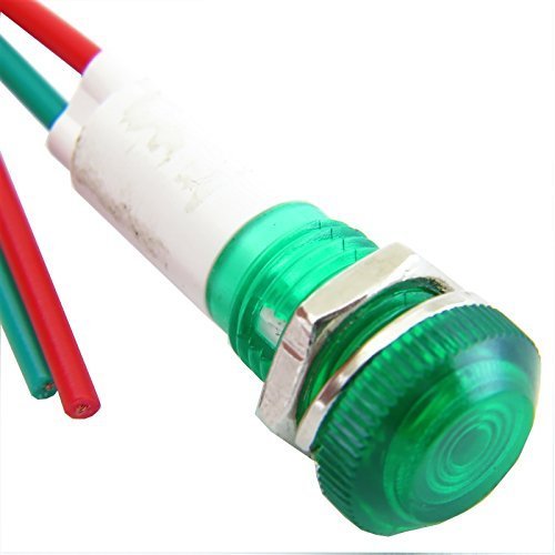 YucoYC-9WRT-23G-12-10 LED 9mm Miniature Indicator Pilot Light 12V AC/DC, Green, 10 Piece