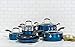 Epicurious Cookware Classic Collection- Induction Dishwasher Safe Oven Safe Non-stick, 11 Piece Aluminum Blue Cookware Set