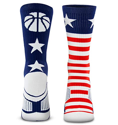 red white and blue basketball socks