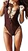 Women Monikini Swimsuit One Piece Sexy Cute Bathing Suits Lace-up U Back (L, Burgundy)