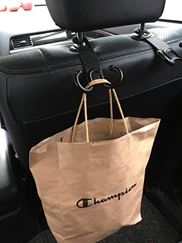 2 Pack Car Interior Headrest Hooks Back Seat Auto Hanger Universal Trunk Organizer Storage for Clothes Coats Diapers Umbrella Purses Handbag Hat Grocery Bag Backpack Drop Stop Gadget Car Accessories