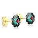 Clecceli 24K Gold Coated Stud Girls Earrings -8mm Crystal Flower -Hypoallergenic
