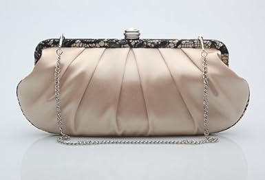 Damara Satin Clutch Tasche | Schräge Falten Design Für Party & Hochzeit - Champagner 25cm