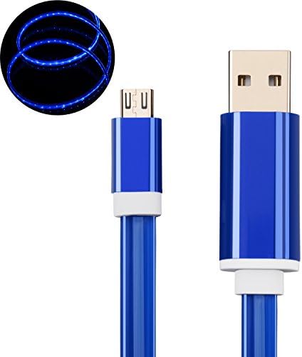 Micro charger cable,Bestdo usb charging flowing Fiber optic LED light up 3.5FT for Huawei, Samsung HTC, Nokia, Huawei, PS4 / Xbox One GPS and Other Android (micro blue)