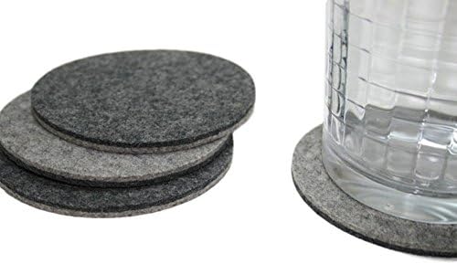 Round Felt Drink Coaster in 5mm Thick Virgin Merino Wool Felt- Reversible Grey
