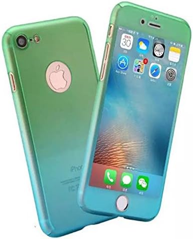 iPhone 8 Plus Full Body Hard Case,iPhone 7 Plus Slim Sleek Front Back Case,Auroralove 360 All Around Shockproof Cover with Tempered Glass Screen Protector for iPhone 8 Plus/7 Plus 5.5 (Blue Green)