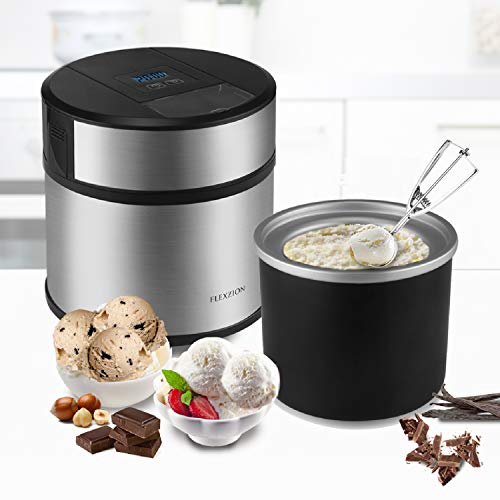 Flexzion Ice Cream Maker Frozen Yogurt Sorbet Gelato Maker Machine with Digital Timer