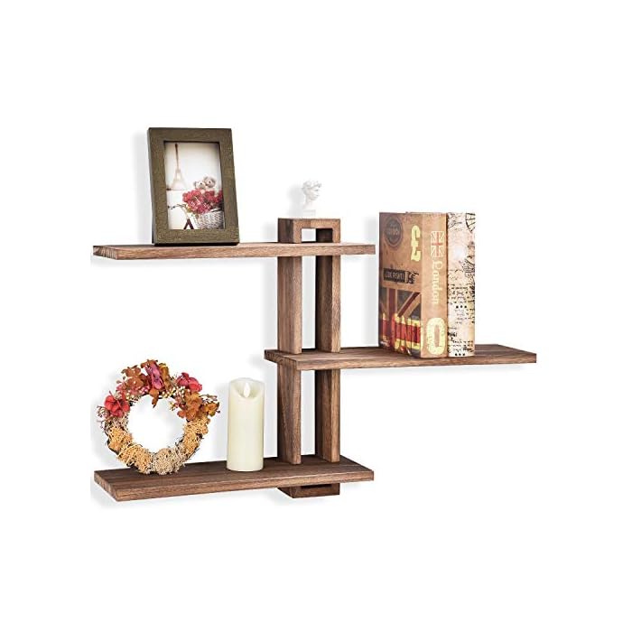 Emfogo Floating Shelves Wall Mounted Rustic Wall Wood Shelves 3 Tier