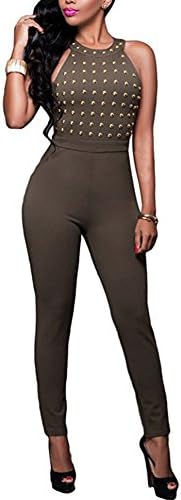 Queenlife Women Sexy Sleeveless Bodycon Clubwear Long Jumpsuit Rompers (XL, So as picture)