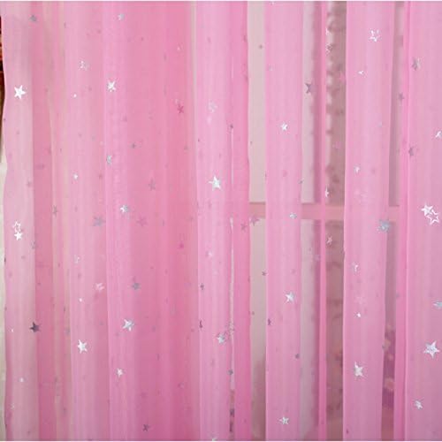 pureaqu Kids Room Window Curtain W52xH98 Decoration Rod Pocket Process Multiple Sizes Star Voile Curtain/Drape(1 Panel)