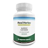 Real Herbs Slippery Elm Bark Extract-Derived from 7000mg of Slippery Elm Bark with 10:1 Extract Strength- Soothes Soreness of Mucous Membranes, Antioxidant Skin Health Support50 Vegetarian Capsules