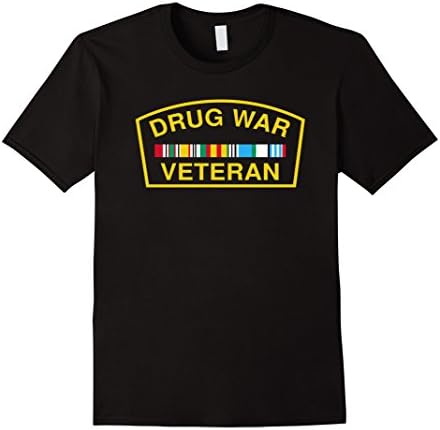 Mens Drug War Veteran T-Shirt Large Black