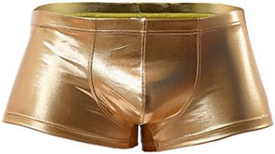Adviter Men's Faux Leather Boxer Trunks Brief Underwear Sport Shorts Swimwear