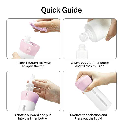 AIRERA Bottiglie da viaggio 4 in 1 a prova di perdite Set di bottigliette da viaggio per cosmetici articoli da toeletta articoli da toeletta(Rosa)
