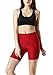 TSLA Women's High Waisted Bike Shorts, Workout Running Yoga Shorts with Pocket, Athletic Stretch Exercise Shorts, 7'' Pocket Red, Large