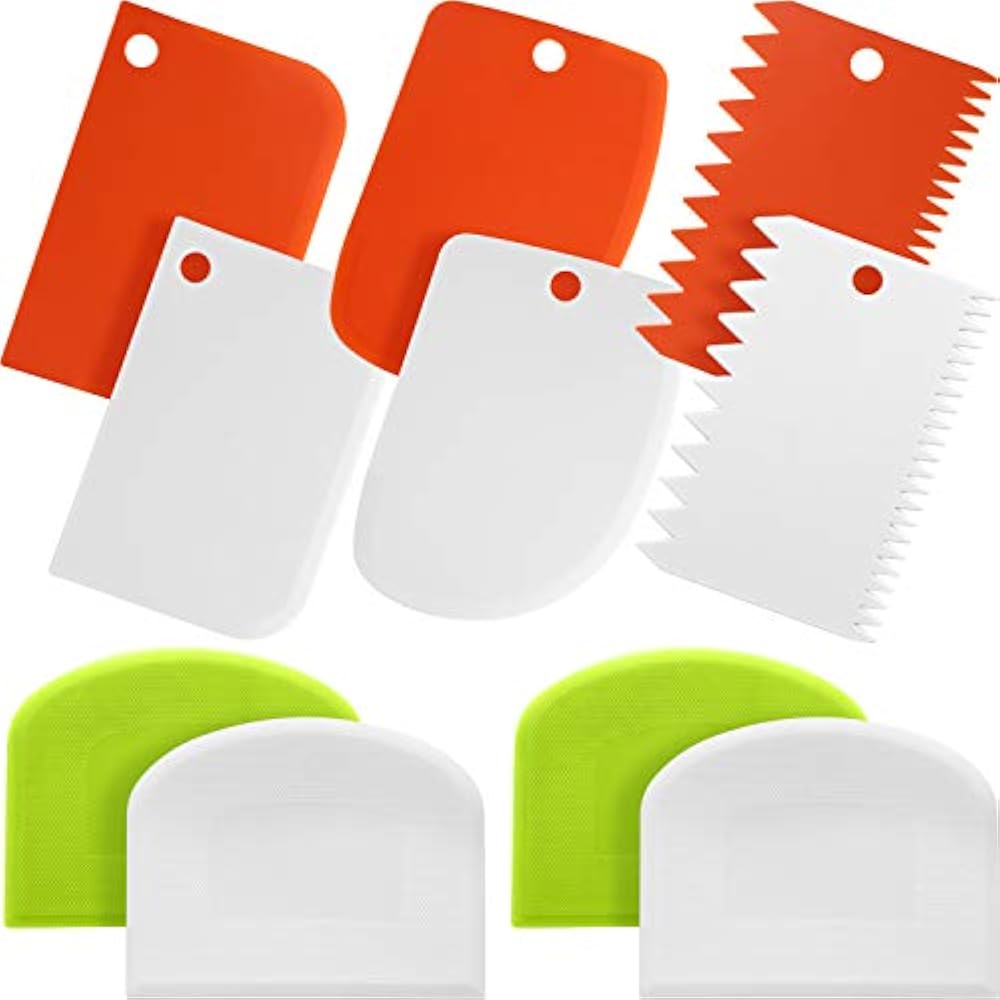 10 Pieces Plastic Dough Scraper Bowl Multicolored Cutter Cake Smoother