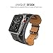 MoKo Compatible Band Replacement for Apple Watch 42mm 44mm Series 5/4/3/2/1, Genuine Leather Smart Watch Band Cuff Replacement Strap - Black (Not Fit 38mm 40mm Versions)