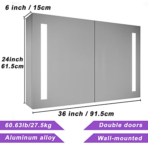 MIRPLUS 36 X 24 Inch Medicine with Mirror,Led Lights Medicine