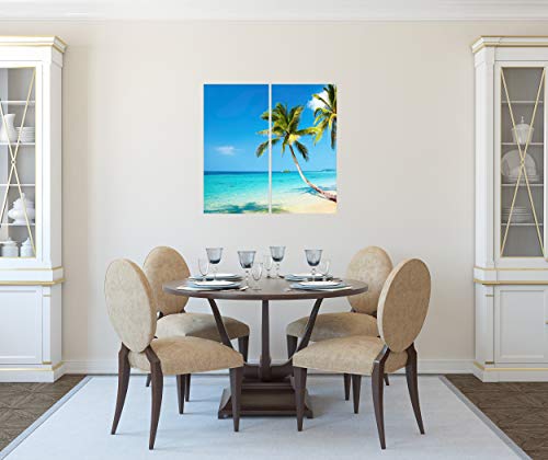 Canvas Wall Art Decor, Modern 24x24 Hanging 2 Panel Print Photograph, Decorative Painting Artwork for Kitchen, Bedroom, Office, Living Room, Home Decor Gift for Men & Women (1103 - Palm Beach) - Thumbnail 6