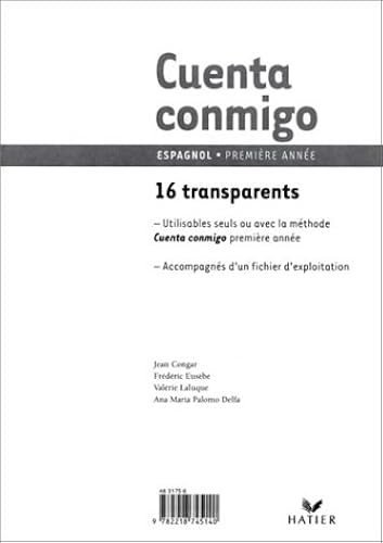 Download Cuenta Conmigo : Espagnol, 4e LV2, 2de LV3 (Transparents, livret pédagogique) PDF
