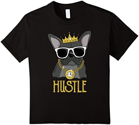 Kids Hustle French Bulldog Lovers Frenchie Fans Dog T-shirt 12 Black