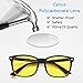 Cyxus Anti Blue Light Filter [Sleep Better] UV Block Radiation Eyestrain Reading Safety Glasses Square Computer Eyewear Vintage Classic Frame/Yellow 49mm Lens, Unisex(Men/Women) (Black)
