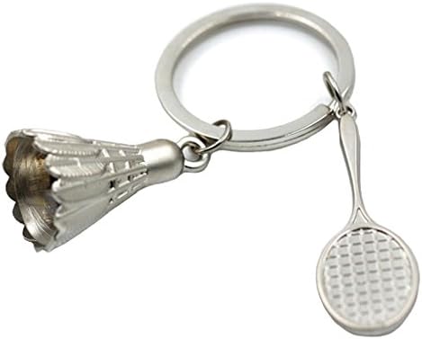 Sumperth Badminton Ball Pendant Keyrings Sport Ball and Racket Keychain Birthday Christmas Gift