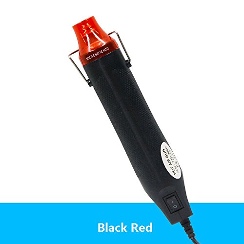 Heat Gun,mofa Hot Air Gun Tools Shrink Gun with Stand For DIY Embossing And Drying Paint Multi-Purpose Electric Heating Nozzle 300W 110V with 40PCS Shrink Tube(Black,Red)