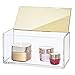 mDesign Large Plastic Cosmetic Storage Box with Decorative Hinged Lid - Organizer for Vanity, Countertop, or Bathroom Cabinet - Holds Lipstick, Blush, or Jewelry, Lumiere Collection, Clear/Soft Brass