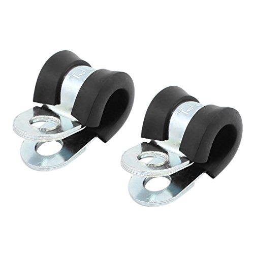 uxcell 2Pcs 8mm Dia Rubber Lined R Shaped Zinc Plated Tube Pipe Clips Clamp Cable