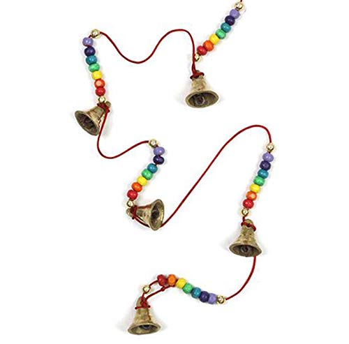 The Highest Buddha Rainbow beads and Bells | Chakra Bead Bell String | 5 Small Brass Bells with Rainbow beads