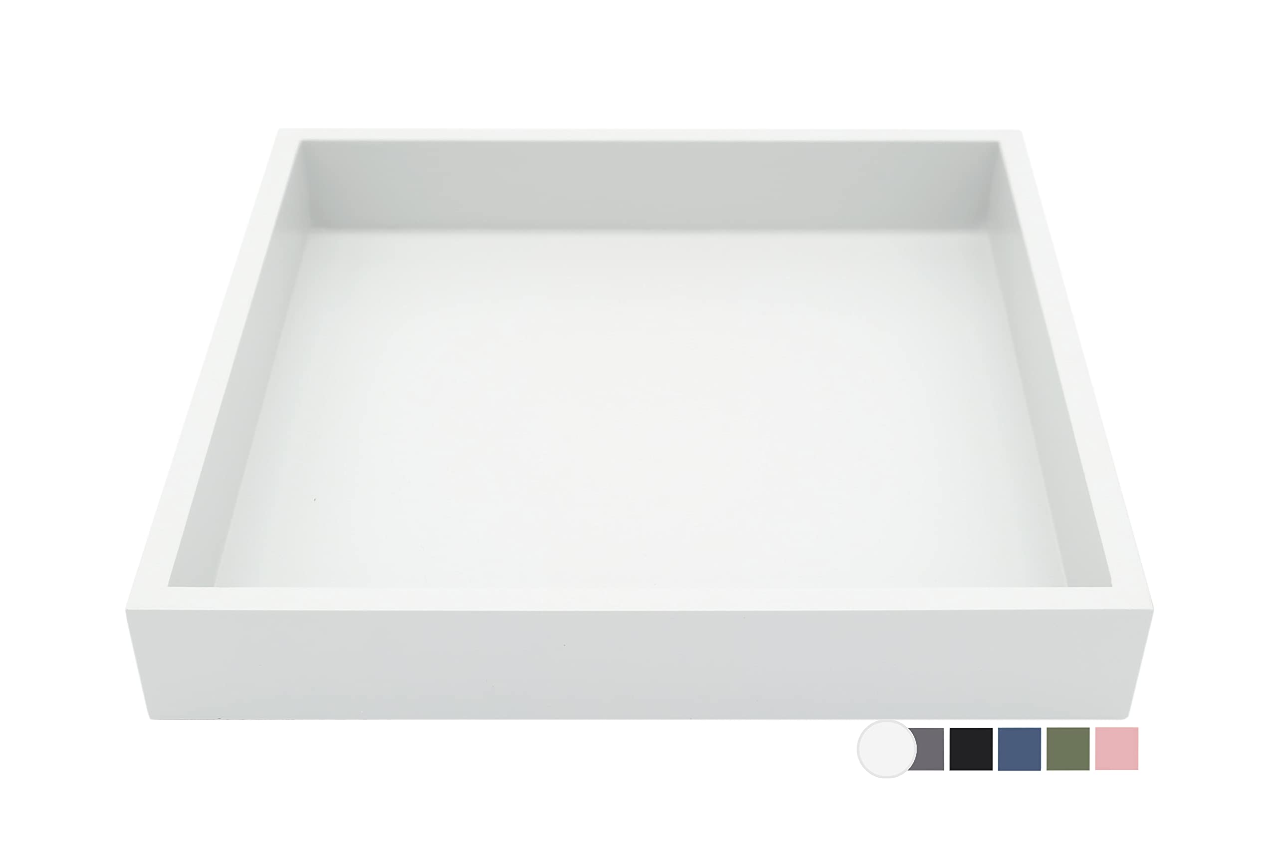 Photo 1 of Montecito Home - 10"x10" Small Square Wood Decorative Tray for Office, Ottoman, Bathroom, Entry, Remote Controls, Countertop Organizer, Candle Tray - Harbor Gray