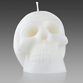 Nuanchu Skull Candle Skeleton Head Soy Wax,3.35 x 2.56 x 2.76 Inch,White | Spooky Halloween Decor, Carved Skeleton Head, Natural Soy Wax Burns Clean, Birthday Anniversary, Gothic Accent