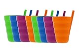 Arrow Sip-A-Cup with Built In Straw For Kids Includes Purple, Blue, Green, Orange (8 Pack)