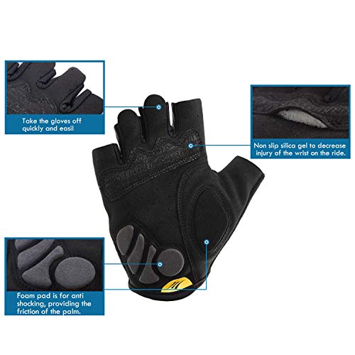 image for SANTIC Classic Fingerless Cycling Gloves with Shock-absorbing Foam Pad