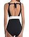 Holipick Mesh One Piece Swimsuits for Women V Neck Tie Back Tummy Control Bathing Suits Black L