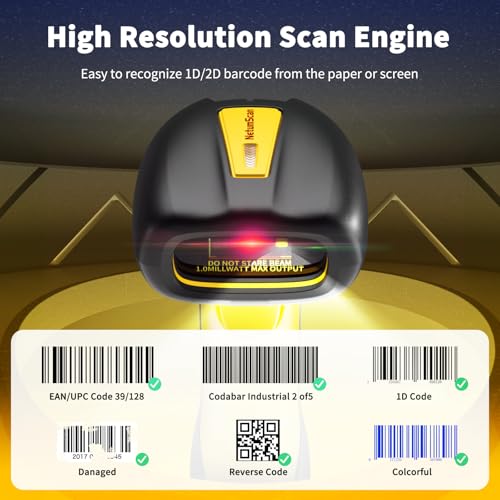NetumScan Industrial Quality Wireless Bluetooth 1D/2D Barcode Scanner 2600mAh Battery with Charging Station Compatible with POS, PC, iPhone, Android Retail